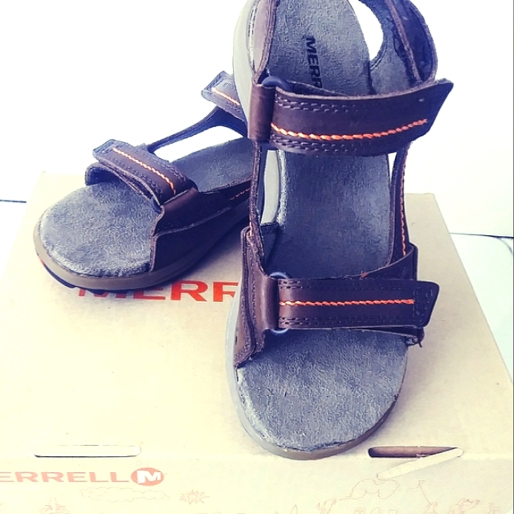 NWT Bundle Merrell Toddler / Kids Leather Sandals & Flip Flops Size 12
